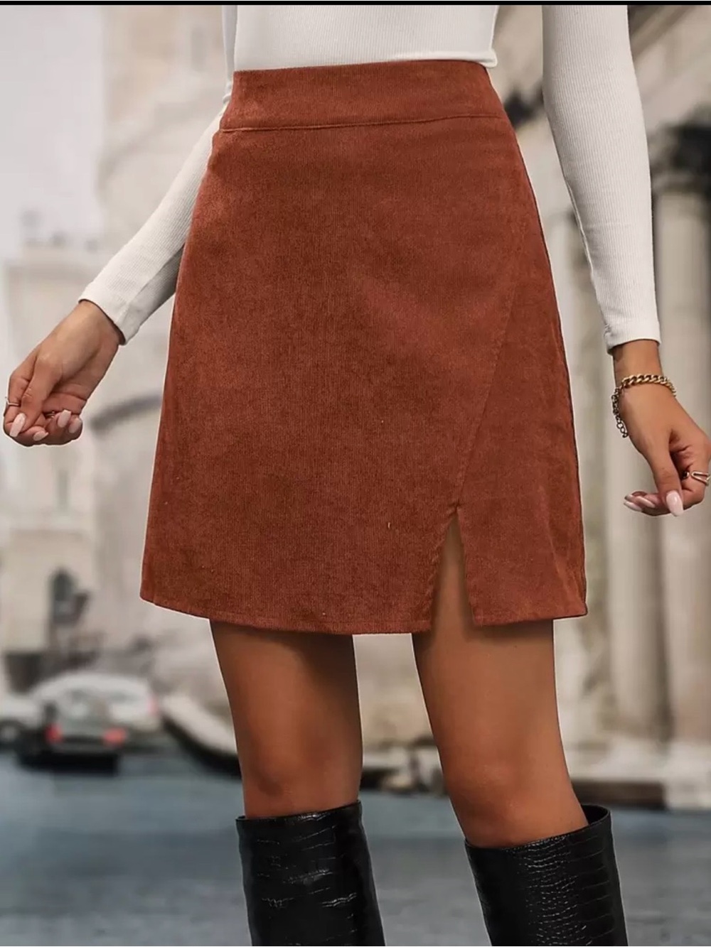 Shein Clasi High Waist Split Line Skirt Size Small